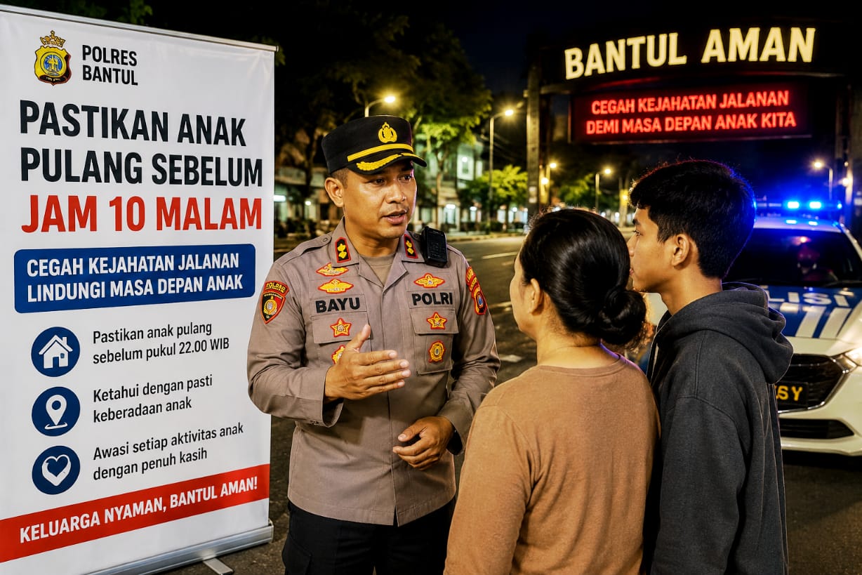 Polres Bantul Imbau Orang Tua Pastikan Anak Sudah di Rumah Sebelum Jam 10 Malam